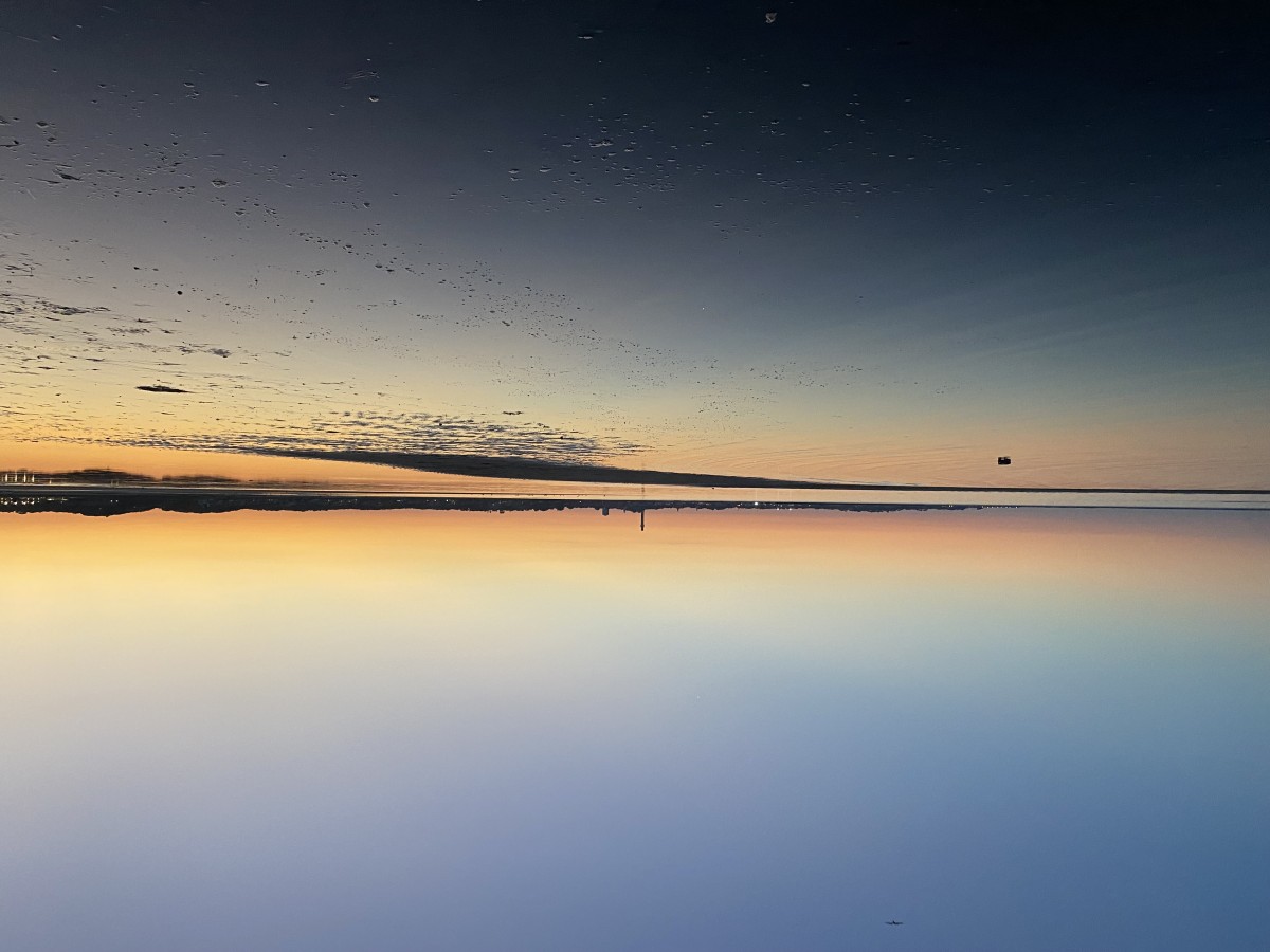 Serene lake at night